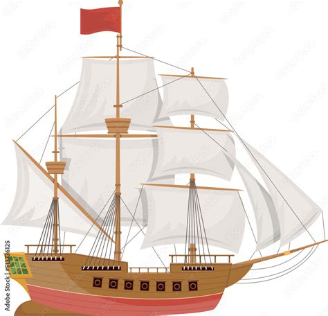 Wooden vintage ship clipart design illustration Stock Vector | Adobe Stock