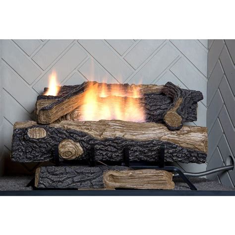 Natural Gas Fireplace Insert Fake Faux Logs Ventless Thermostat 24 inch Heater | eBay