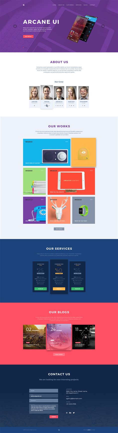 Brench - One Page Portfolio FREE PSD Template on Behance