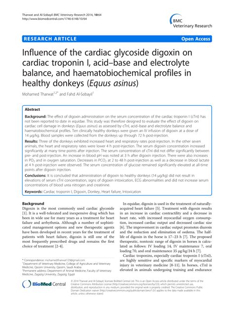 (PDF) Influence of the cardiac glycoside digoxin on cardiac troponin I ...