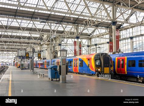 Train platforms in London Waterloo Station, Waterloo, London Borough of ...