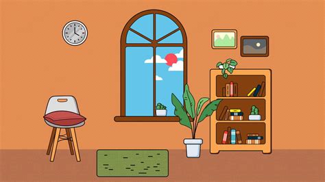 Room Decoration Cartoon Background, Indoor, Arrangement, Plant Background Image for Free Download