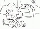 girls camping colouring Pages 593813 sketch template