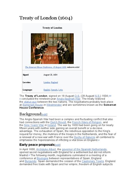 Wikipedia - Treaty of London, 1604 | PDF