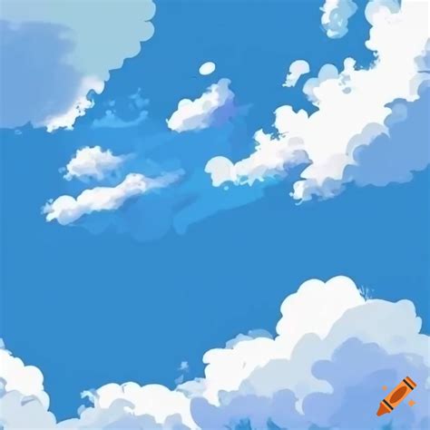 Blue sky with clouds illustration style, manga on Craiyon