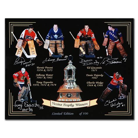 Vezina Trophy Winners Goalies Autographed 11x14 Photo Signed By 6 - NHL Auctions