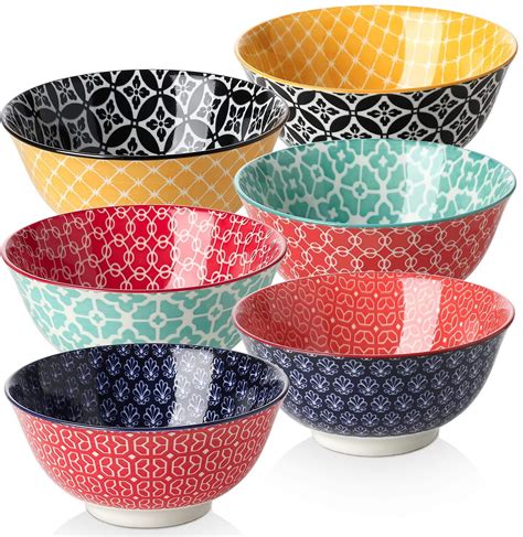 DOWAN Ceramic Cereal Bowls, 23 Oz Vibrant Color Bowls for Kitchen, Soup ...