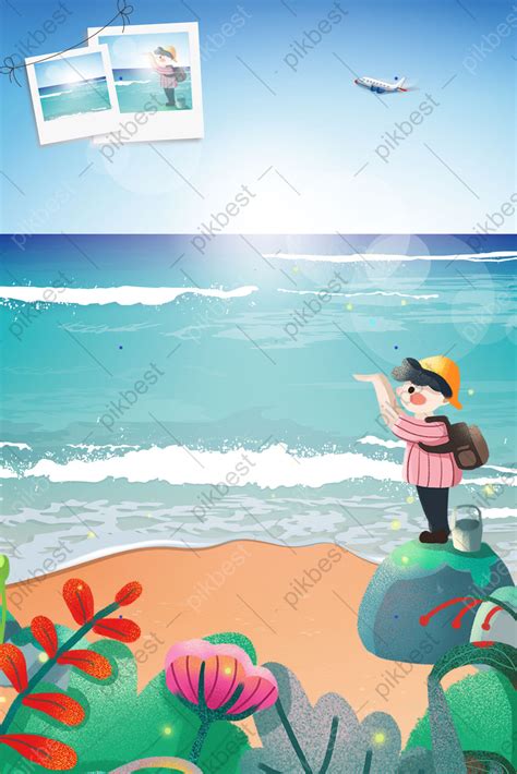 Travel Cartoon Background Synthesis Poster Backgrounds | PSD Free ...