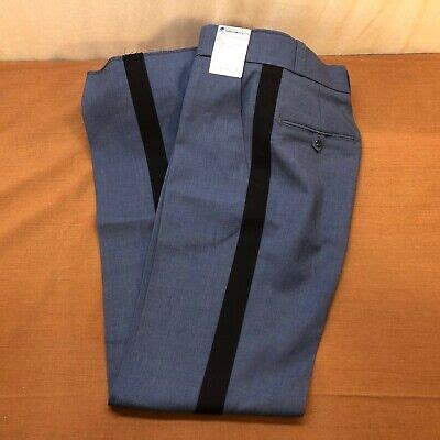 New Women's Unhemmed Police Uniform Pants - Gray-Blue w/Black Stripes ...