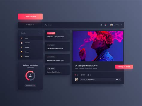 Event dark mode | Web ui design, Web layout design, Web design
