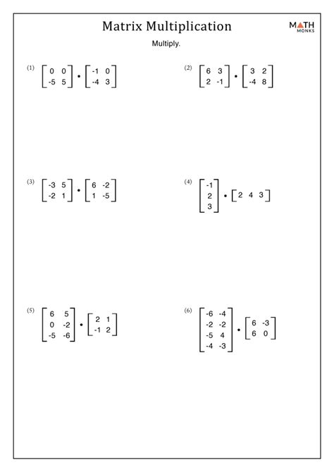 Matrix Multiplication Worksheets - Math Monks