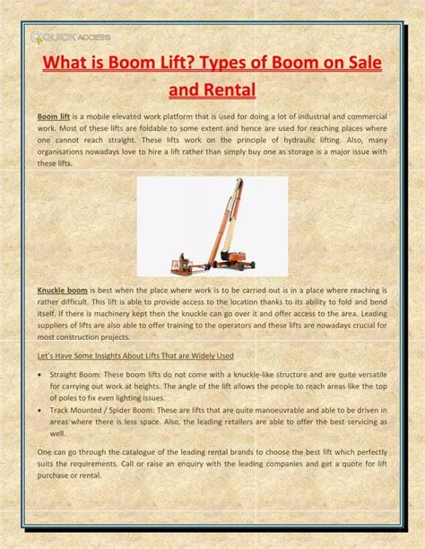 PPT - What is Boom Lift Types of Boom on Sale and Rental PowerPoint ...