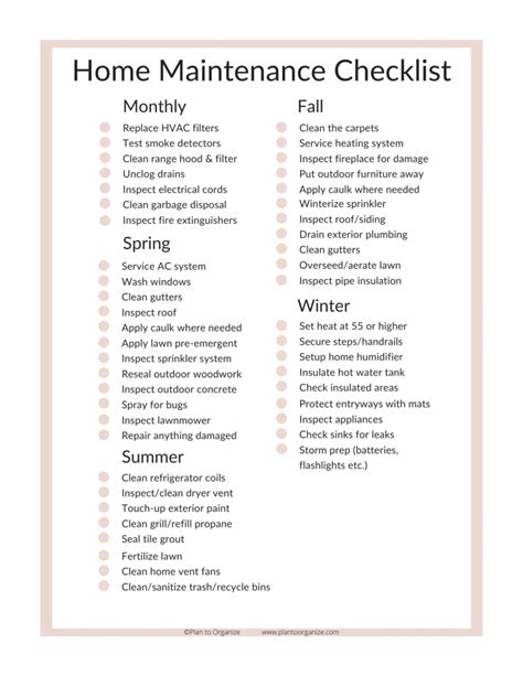 The Ultimate Home Maintenance Checklist - Plan to Organize