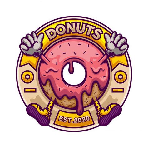 Donut Logo Mascot In Circle Badge | Donut logo, Cartoon logo, Retro logo design