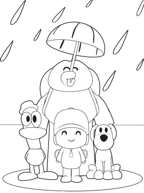 Coloriage Pocoyo, Pato, Elly et Loula à imprimer