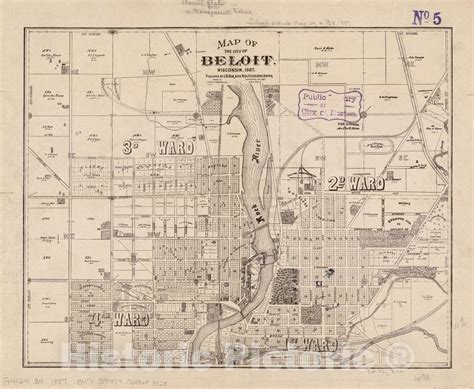 Historical Map, Map of The City of Beloit, Wisconsin, 1887, Vintage ...