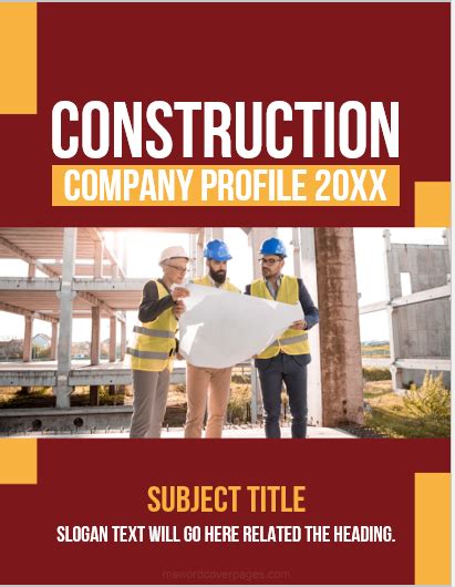 Construction Company Profile Cover Page Templates | Download