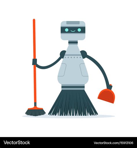 Housemaid cleaning robot character Royalty Free Vector Image