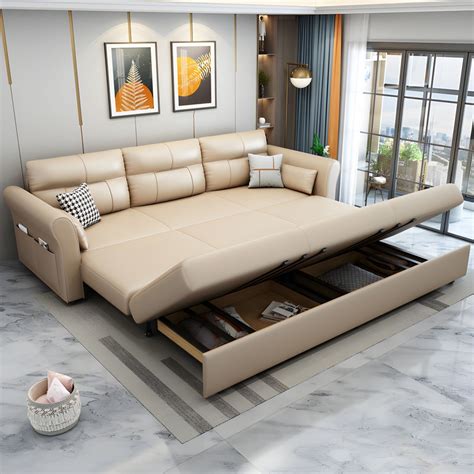 Modern Sleeper Sofa Flared Arms Futon Sleeper Sofa Bed with Storage Futons