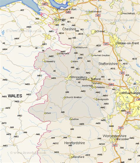 Shropshire Map - England County Maps: UK