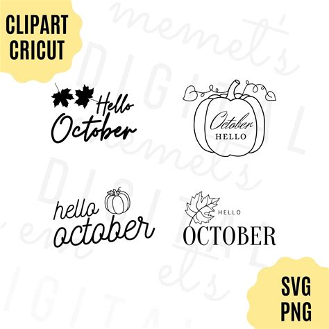 Hello October SVG Bundle October SVG PNG Printable Pack for - Etsy