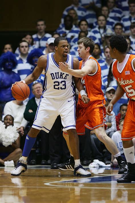 Shelden Williams of the Duke Blue Devils dribbles against the... | Duke blue devils, Williams, Duke