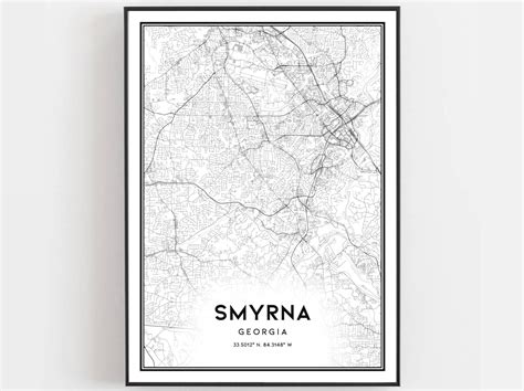 Smyrna Map Print Smyrna Map Poster Wall Art Ga City Map - Etsy