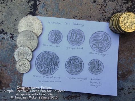 Free Fun Friday - Coin Rubbings - Imagine. Make. Believe | Coins, Coin crafts, Australian money