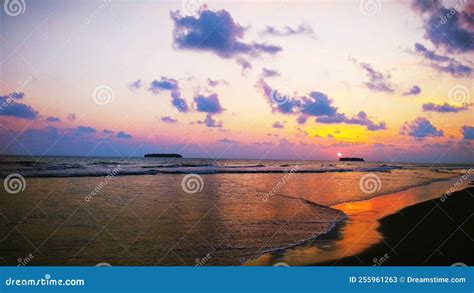 Pariaman Beach stock image. Image of afterglow, evening - 255961263