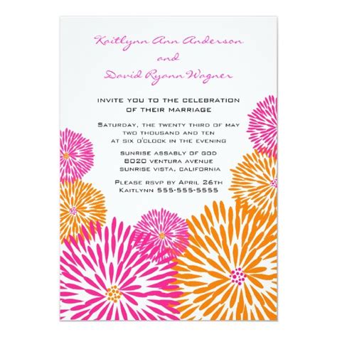 Tangerine & Pink Floral Wedding Invitation | Zazzle.com