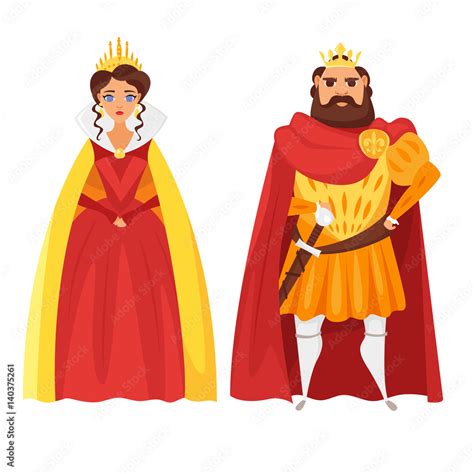 Vector cartoon style illustration of King and queen. Stock Vector | Adobe Stock