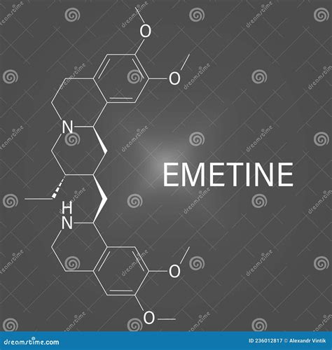 Emetine Molecule. Has Emetic and Anti-protozoal Properties. Skeletal ...