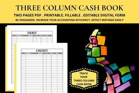 Three Column Cash Book Format Triple Column Cash Book 3 Column - Etsy