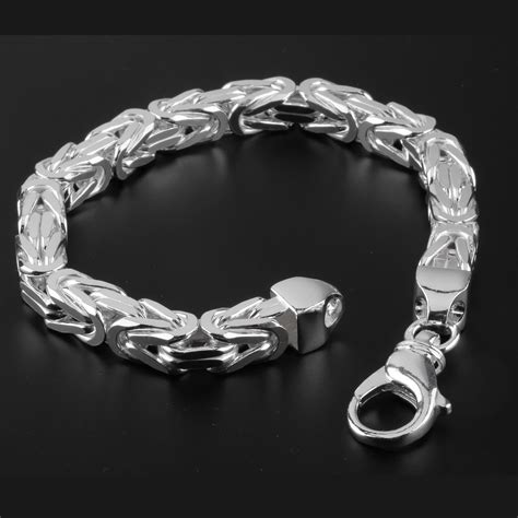 Heavy Men's Square Byzantine Silver Bracelet - 8mm | Mens bracelet ...