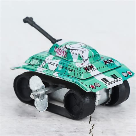 1PC Mini Vintage Tin Metal Toys Friction Tank Design Kids Children ...