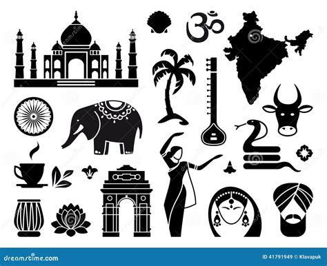 Icons of India stock vector. Illustration of arch, indian - 41791949