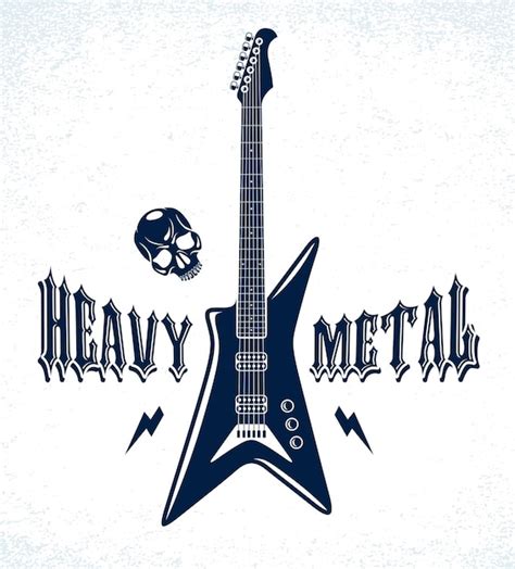 Premium Vector | Heavy metal emblem with electric guitar vector logo, concert festival or night ...