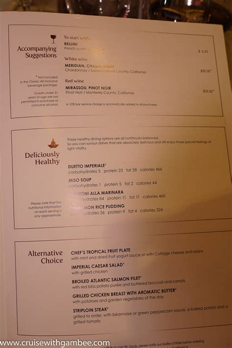 MSC Cruises Divina Menus – cruise with gambee