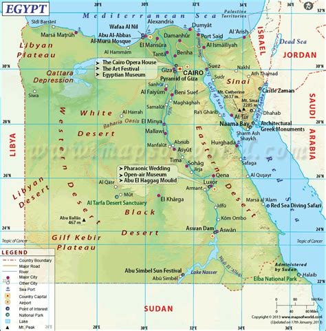 Egypt Map - TravelsFinders.Com