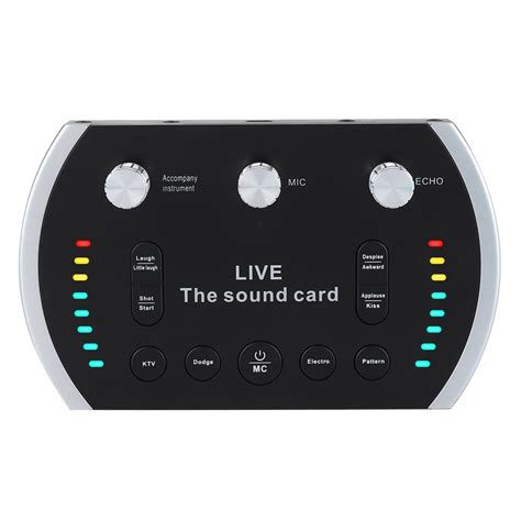 Tebru Sound Card, Voice Changer Microphone,Intelligent Voice Control Colorful Light Voice ...