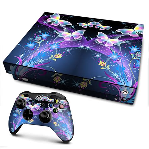 Skins Decal Vinyl Wrap for Xbox One X Console - decal stickers skins cover -glowing butterflies ...