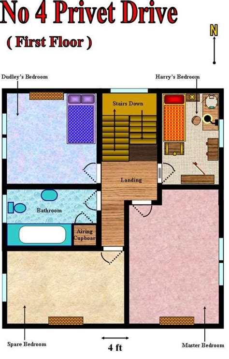 House at Number Four Privet Drive Floor Plan