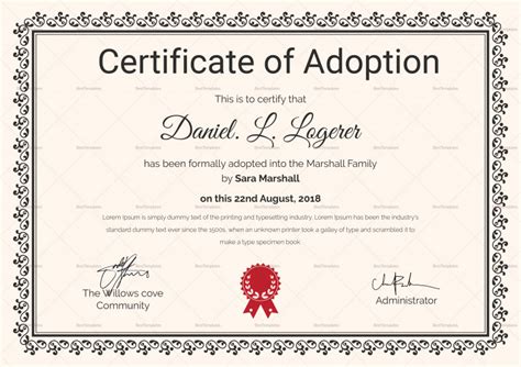 Adoption Certificate Template New Nice Adoption Certificate Template ...