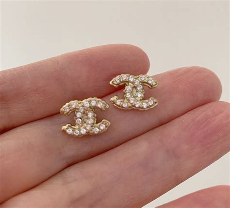 CHANEL CC Mini Crystal GOLD Stud Earrings 2016 Authentic NIB