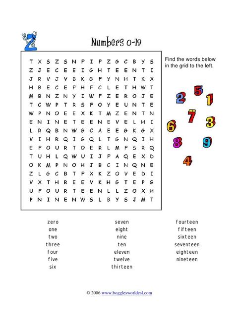 Numbers Wordsearch