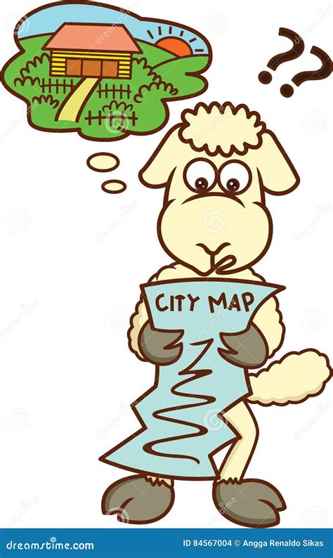 Lost Sheep Looking at City Map Cartoon Stock Vector - Illustration of vector, missing: 84567004