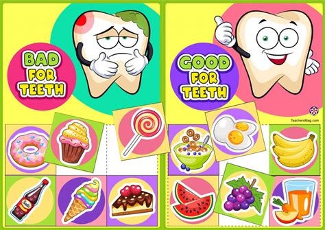 Good Foods and Bad Foods For Teeth Printable Activity. TeachersMag.com