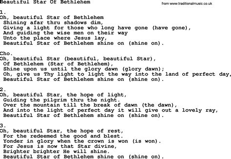 Free Printable Lyrics To Beautiful Star Of Bethlehem - Printable Word ...