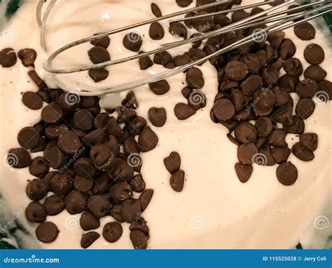 Chocolate Chip Pancake Batter Stock Photo - Image of ready, milk: 115525028