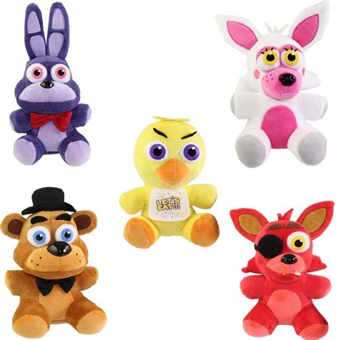 Buy FNAF Plushies Anime Toys Set 5pcs, Gifts for Five Nights Anime Fans, Foxy, Bonnie, Freddy ...